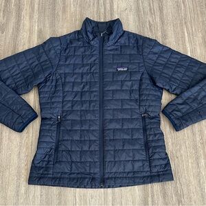SP22 LikeNEW Patagonia Nano Puff Jacket Women Medium Large Puffer Coat Navy Blue